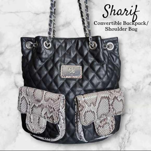 Sharif Black Convertible Backpack/Shoulder Bag display picture 1